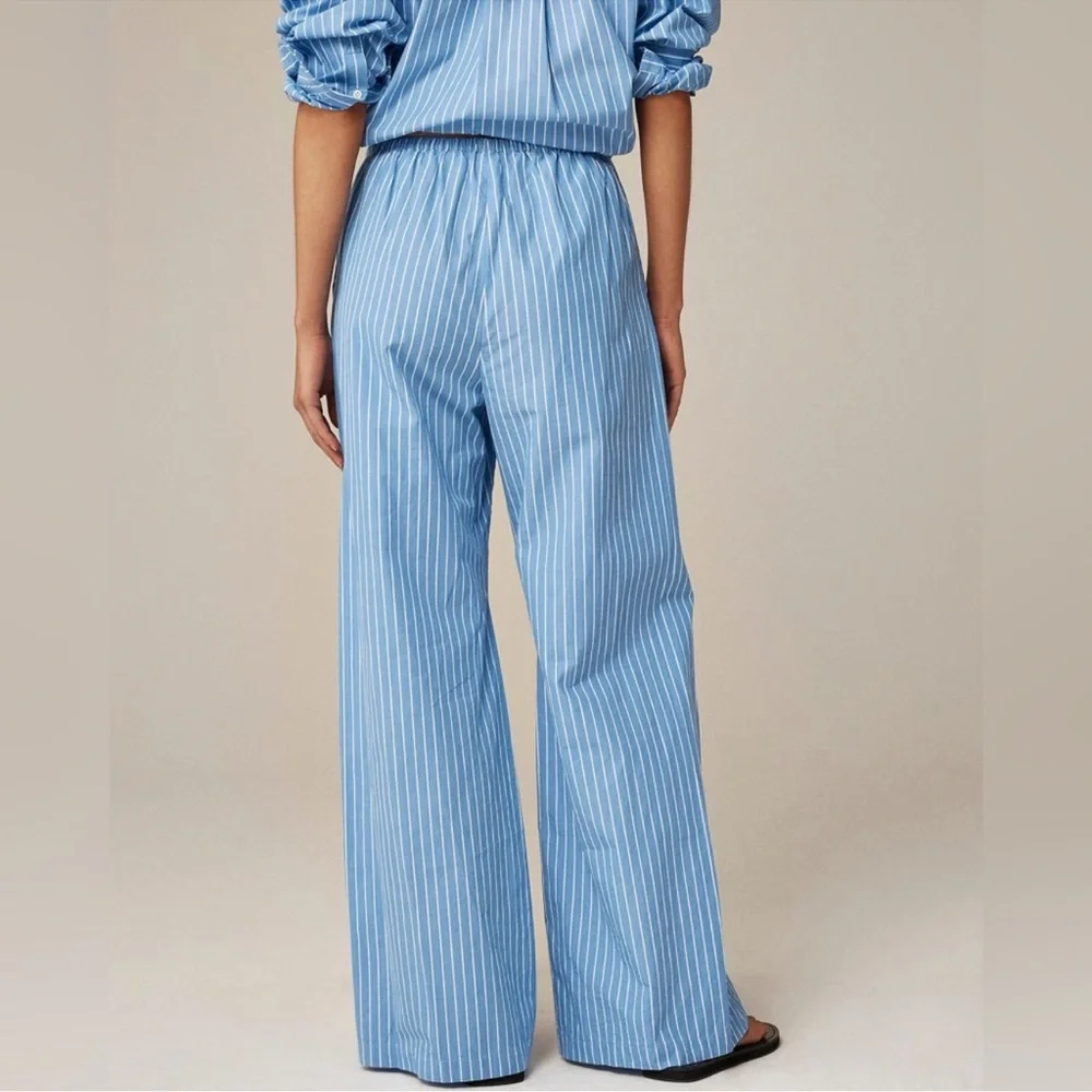 J. Crew Blue and White Striped Wide-Leg Pants - Picture 2 of 6